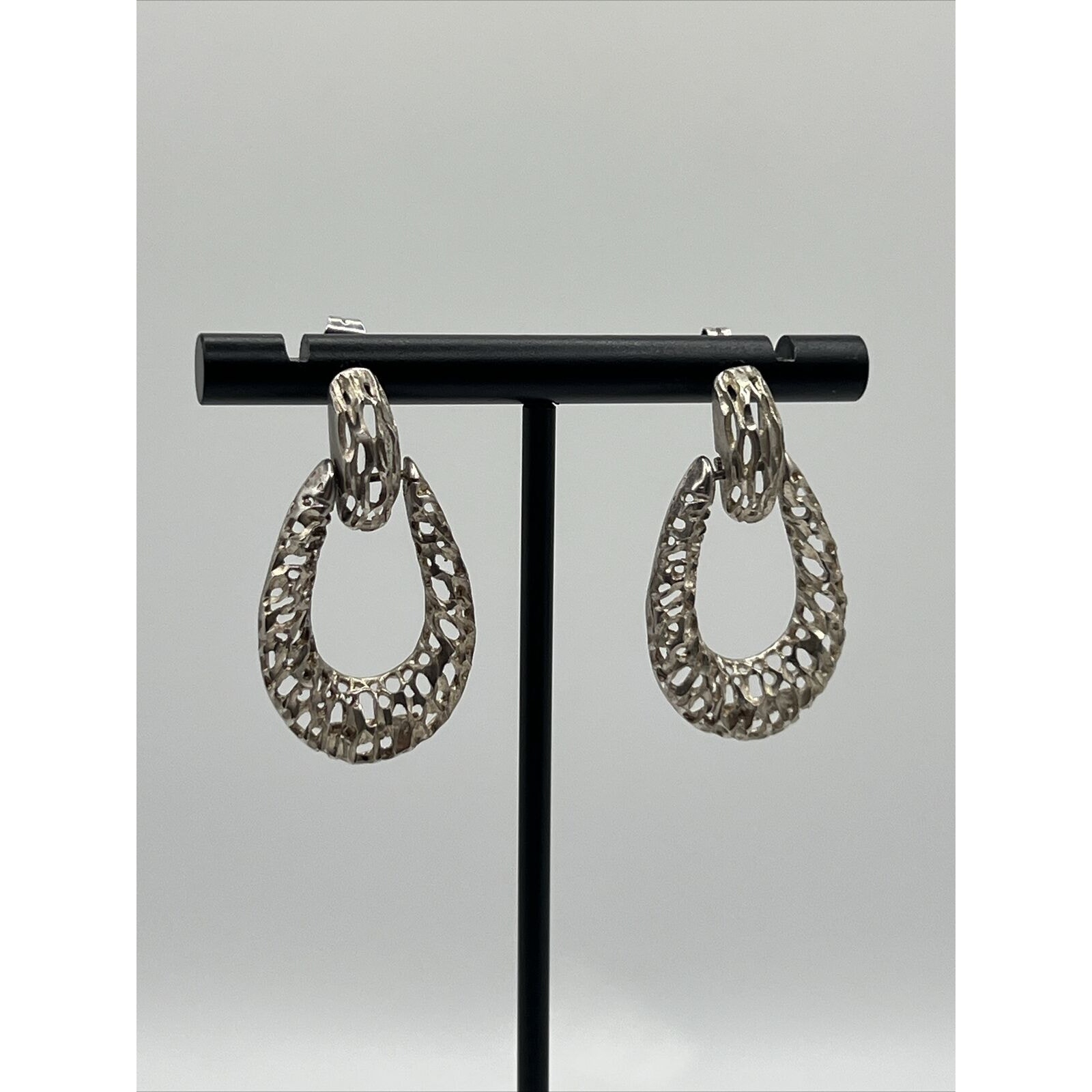 Vintage Sterling Silver Handmade Earrings 925 Hoops With Filigree Details 36$